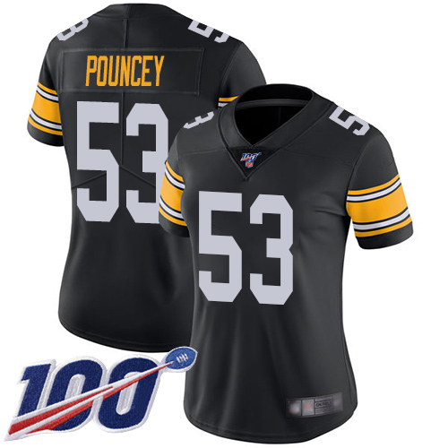 Women Pittsburgh Steelers Football #53 Limited Black Maurkice Pouncey Alternate 100th Season Vapor Untouchable Nike NFL Jersey->women nfl jersey->Women Jersey